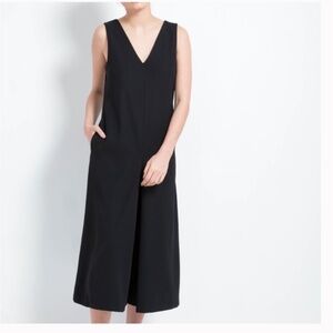 Oak + Fort Women's Jumpsuit Black Deep plunge V neck Pockets Wide leg S